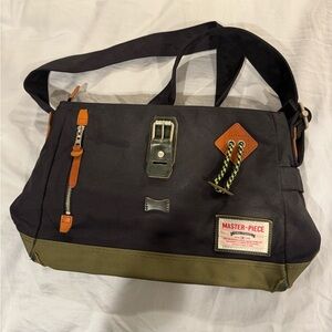 Japan Master-Piece Black and Olive Shoulder Crossbody Bag